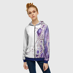 Толстовка на молнии женская Фиолетовые нити, цвет: 3D-синий — фото 2