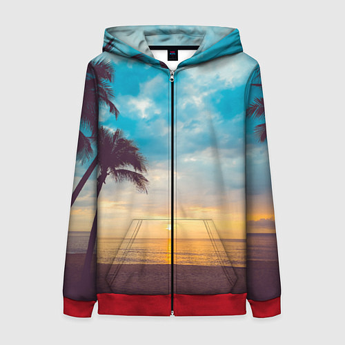 Женская толстовка на молнии Пейзаж / 3D-Красный – фото 1