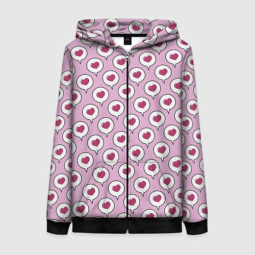 Женская толстовка на молнии Сердечки в облачках / 3D-Черный – фото 1