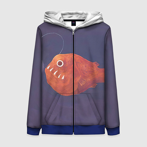 Женская толстовка на молнии Удильщик / 3D-Синий – фото 1