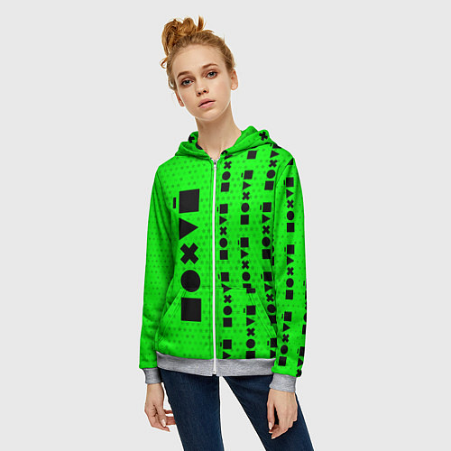 Женская толстовка на молнии Безразличие - Космос Паттерн справа / 3D-Меланж – фото 3