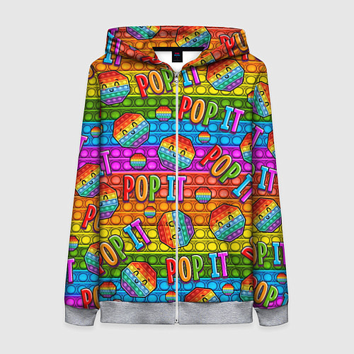 Женская толстовка на молнии POP IT SMILE ПОП ИТ ПУПЫРКА / 3D-Меланж – фото 1