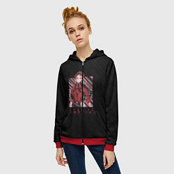 Толстовка на молнии женская Танджиро Камадо, цвет: 3D-красный — фото 2
