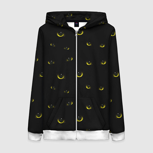 Женская толстовка на молнии Кошачьи глаза / 3D-Белый – фото 1