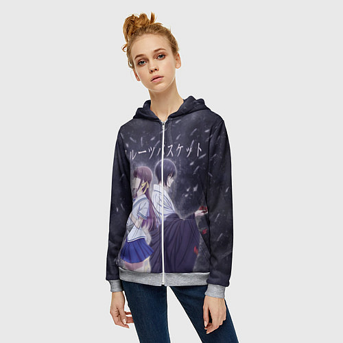 Женская толстовка на молнии Корзинка фруктов Тору и Юки / 3D-Меланж – фото 3