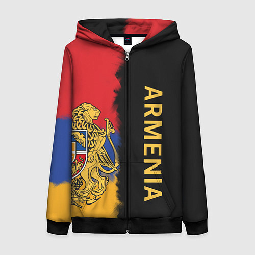 Женская толстовка на молнии Armenia Flag and emblem / 3D-Черный – фото 1