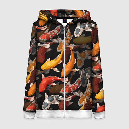 Женская толстовка на молнии Карпы кои Японские карпы / 3D-Белый – фото 1