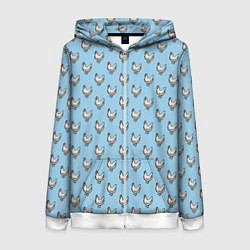 Толстовка на молнии женская Белая курочка паттерн, цвет: 3D-белый