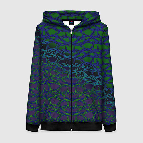 Женская толстовка на молнии Колючая проволока / 3D-Черный – фото 1