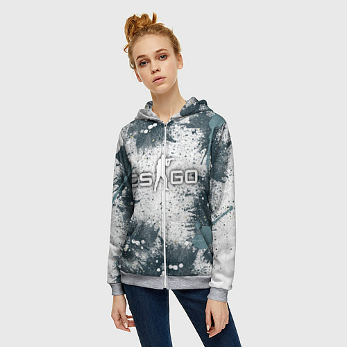 Женская толстовка на молнии CS GO - Контра / 3D-Меланж – фото 3
