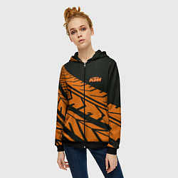 Толстовка на молнии женская ORANGE KTM КТМ Z, цвет: 3D-черный — фото 2