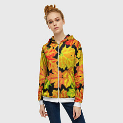 Толстовка на молнии женская LEAF FALL AUTUMN, цвет: 3D-белый — фото 2
