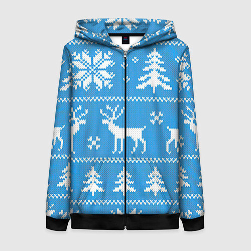 Женская толстовка на молнии Зимняя ночь / 3D-Черный – фото 1