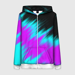 Толстовка на молнии женская НЕОНОВЫЕ ПОЛОСЫ И НИЧЕГО ЛИШНЕГО NEON STRIPES, цвет: 3D-белый