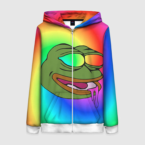 Женская толстовка на молнии Pepe rainbow / 3D-Белый – фото 1