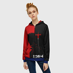 Толстовка на молнии женская Ковбой Бибоп с сигаретой, цвет: 3D-синий — фото 2