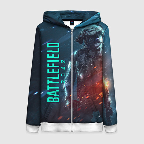 Женская толстовка на молнии BATTLEFIELD 2042 SOLDIER WARS / 3D-Белый – фото 1