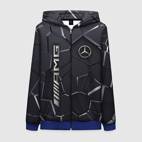 Женская толстовка на молнии Mercedes AMG 3D плиты / 3D-Синий – фото 1