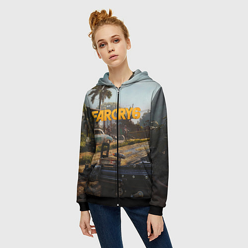 Женская толстовка на молнии Far Cry 6 game art / 3D-Черный – фото 3
