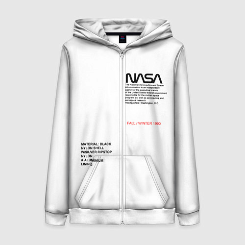 Женская толстовка на молнии NASA БЕЛАЯ ФОРМА / 3D-Белый – фото 1