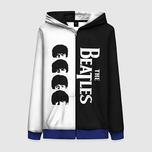 Женская толстовка на молнии The Beatles черно - белый партер / 3D-Синий – фото 1