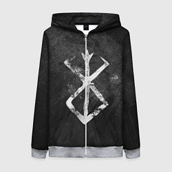 Толстовка на молнии женская BERSERK LOGO GRUNGE, цвет: 3D-меланж