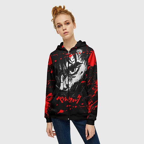 Женская толстовка на молнии ГАТС БЕРСЕРК BERSERK / 3D-Черный – фото 3