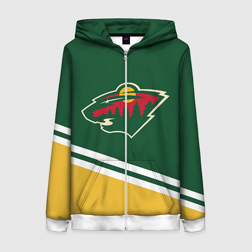 Женская толстовка на молнии Minnesota Wild NHL / 3D-Белый – фото 1