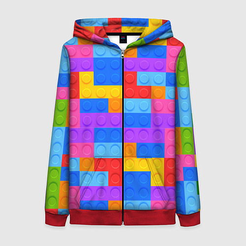 Женская толстовка на молнии Лего-го / 3D-Красный – фото 1