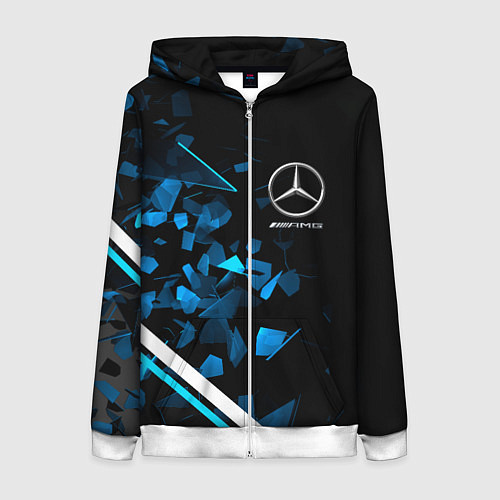 Женская толстовка на молнии Mercedes AMG Осколки стекла / 3D-Белый – фото 1