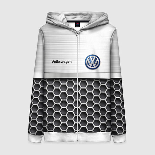 Женская толстовка на молнии Volkswagen Стальная решетка / 3D-Белый – фото 1