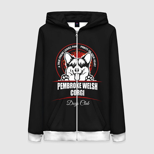 Женская толстовка на молнии Вельш-Корги Пемброк Corgi / 3D-Белый – фото 1