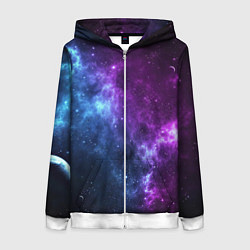 Толстовка на молнии женская NEON GALAXY НЕОНОВЫЙ КОСМОС, цвет: 3D-белый