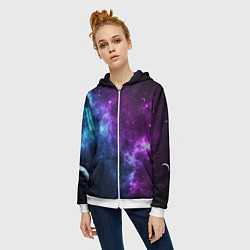 Толстовка на молнии женская NEON GALAXY НЕОНОВЫЙ КОСМОС, цвет: 3D-белый — фото 2