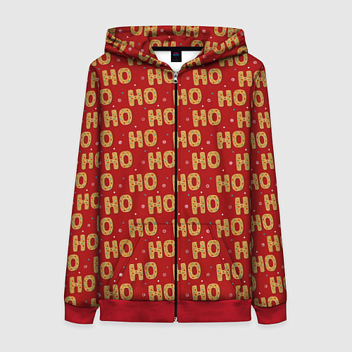 Женская толстовка на молнии HO-HO-HO / 3D-Красный – фото 1