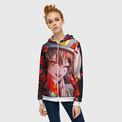 Толстовка на молнии женская Ху тао ухмыляется тебе genshin impact, цвет: 3D-белый — фото 2