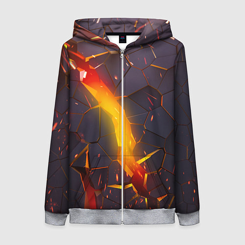 Женская толстовка на молнии ТРЕХМЕРНЫЕ ИСКРЫ 3D ПЛИТЫ 3D ИСКРЫ / 3D-Меланж – фото 1