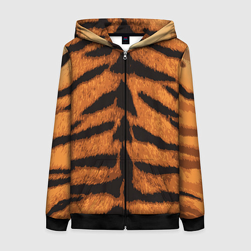 Женская толстовка на молнии ТИГРИНАЯ ШКУРА / 3D-Черный – фото 1