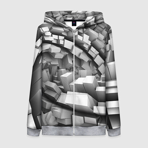 Женская толстовка на молнии Геометрическая объёмная абстракция / 3D-Меланж – фото 1