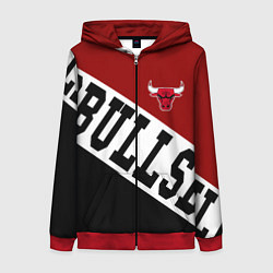 Толстовка на молнии женская Чикаго Буллз, Chicago Bulls, SPORT, цвет: 3D-красный