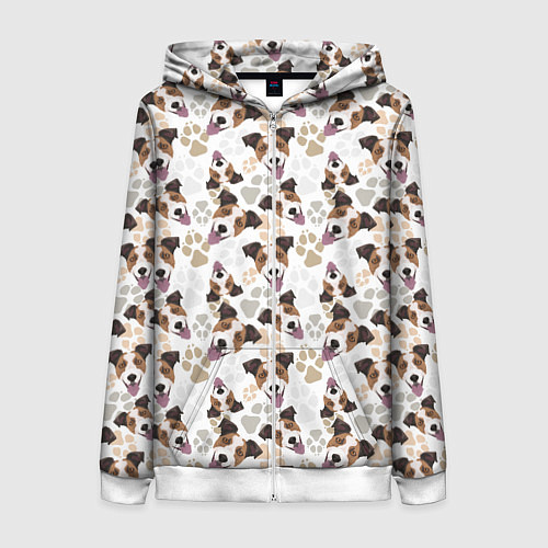 Женская толстовка на молнии Джек Рассел Терьер / 3D-Белый – фото 1