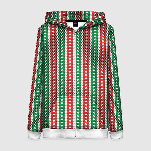 Женская толстовка на молнии Knitted Pattern / 3D-Белый – фото 1