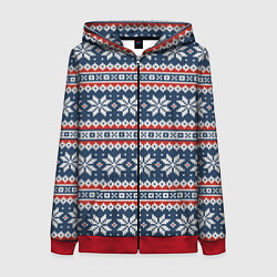 Толстовка на молнии женская Knitted Christmas Pattern, цвет: 3D-красный