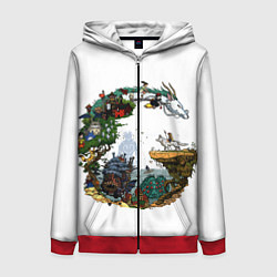 Толстовка на молнии женская Миры Хаяо Миядзаки унесенные призраками и другие, цвет: 3D-красный