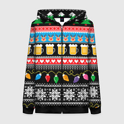Женская толстовка на молнии Новогодний пивной узор