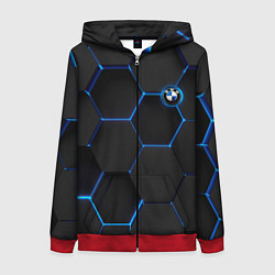 Женская толстовка на молнии BMW blue neon theme