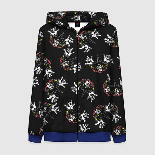 Женская толстовка на молнии КОРОЛЬ И ШУТ ЛОГО ПАТТЕРН / 3D-Синий – фото 1