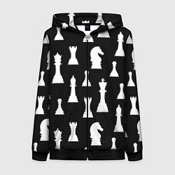 Женская толстовка на молнии Белые шахматные фигуры