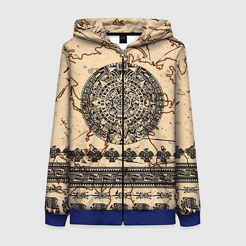 Женская толстовка на молнии AztecsАцтеки / 3D-Синий – фото 1