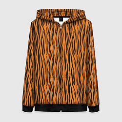 Толстовка на молнии женская Тигровые Полосы, цвет: 3D-черный